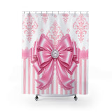Princess Pink Damask Bow - Shower Curtains