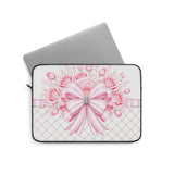 Candy Stripe Pink Couture Bow - Laptop Sleeve