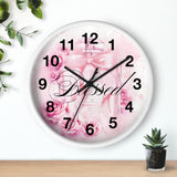 Wall Clock - Pink & Blush Perfume Bottle - Blessed Black