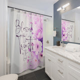 Purple Flower Bouquet - Blessed is the One - Shower Curtains (Faith)