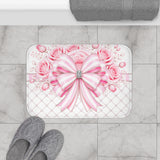 Candy Stripe Pink Couture Bow - Bath Mat