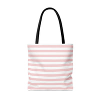 Tote Bag-Pink Cream Floral Dream-Stripes