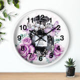 Wall Clock - Purple Midnight Roses - Perfume Bottle White