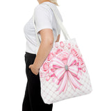 Candy Stripe Pink Couture Bow - Tote Bag