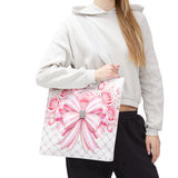 Candy Stripe Pink Couture Bow - Tote Bag