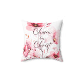 Square Pillow - Chosen in Christ - Berry Floral Watercolor