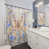 Buttercream Sapphire Blossom Butterfly - Shower Curtains