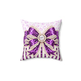 Purple Leopard Bow Couture - Square Pillow