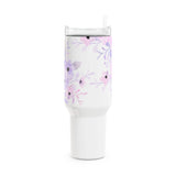 Glam Cup Tumbler, 40oz - Pink & Purple Floral - White