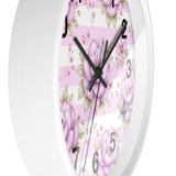 Lilac Sugar Blossom Stripes - Wall Clock