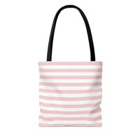 Tote Bag-Pink Cream Floral Dream-Stripes