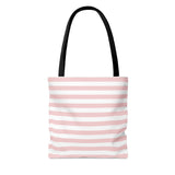 Tote Bag-Pink Cream Floral Dream-Stripes