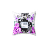 Square Pillow - Purple Midnight Roses - Perfume Bottle White