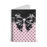 Black Satin Diamond Bow Pink Polka Dots - Spiral Notebook (Small)