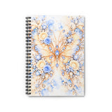 Buttercream Saphire Blossom Butterfly - Spiral Notebook