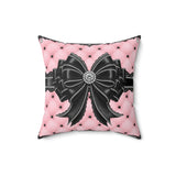 Obsidian Black Bow in Princess Pink - Square Pillow