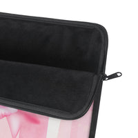 Laptop Sleeve - Blush Ribbons & Roses - Glam Watercolor Floral Stripes