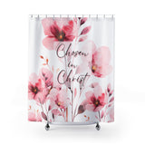 Shower Curtains - Chosen in Christ - Berry Floral Watercolor