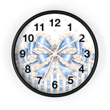 Celestial Blue Diamond | Damask Bow Couture - Wall Clock