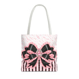 Black & Pink Ruffle Bow Couture | Pink Zebra Print - Tote Bag