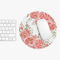 Mouse Pad-Luscious Pink Floral-Gold Trim