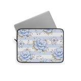 Powder Blue Sugar Blossom Stripes - Laptop Sleeve