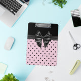 Clipboard-Glam Black Bow-Soft Pink-Black Polka Dots