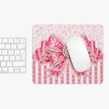 Pink Leopard Bow Couture - Mouse Pad