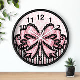 Ballet Pink Black Ruffle Leopard Bow Couture - Wall Clock