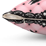 Obsidian Black Bow in Princess Pink - Square Pillow