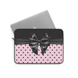 Laptop Sleeve-Glam Black Bow-Soft Pink-Black Polka Dots