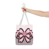 Ballet Pink Black Ruffle Leopard Bow Couture - Tote Bag