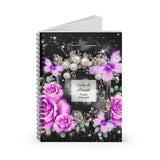 Purple Midnight Roses - Perfume Bottle Black - Spiral Notebook