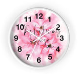 Wall Clock - Pink Passion Watercolor Plumeria - The Lord is my Refuge (Faith)