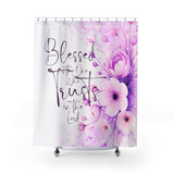 Purple Flower Bouquet - Blessed is the One - Shower Curtains (Faith)