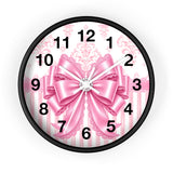 Princess Pink Damask Bow - Wall Clock