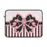 Black & Pink Ruffle Bow Couture | Pink Zebra Print - Laptop Sleeve