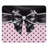Black Satin Diamond Bow - Pink Polka Dots - Mouse Pad