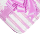 Orchid Lilac Damask Bow - Bath Mat