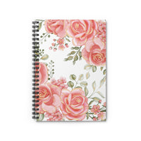 Small Spiral Notebook, 6x8in-Lucsious Pink Floral-Gold Trim