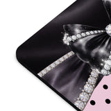 Black Satin Diamond Bow - Pink Polka Dots - Mouse Pad
