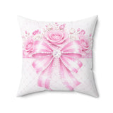 Pink Couture Diamond Bow - Square Pillow