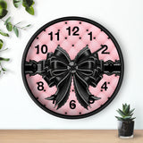 Obsidian Lace Bow in Princess Pink - Wall Clock