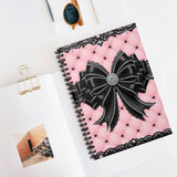 Obsidian Lace Bow in Princess Pink - Spiral Notebook