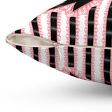 Black & Pink Ruffle Bow Couture | Pink Zebra Print - Square Pillow