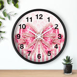 Pink Leopard Bow Couture - Wall Clock