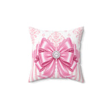 Princess Pink Damask Bow - Square Pillow