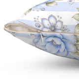 Powder Blue Sugar Blossom Stripes - Square Pillow