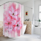 Shower Curtains - Pink Passion Plumeria Watercolor - The Lord is my Refuge (Faith)