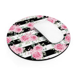 Pretty Pink Roses -Black Stripes - Mouse Pad